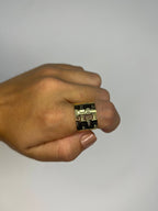Anel Folheado a Ouro 18K Detalhado Regulável