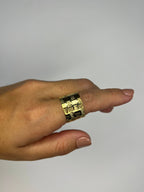 Anel Folheado a Ouro 18K Detalhado Regulável