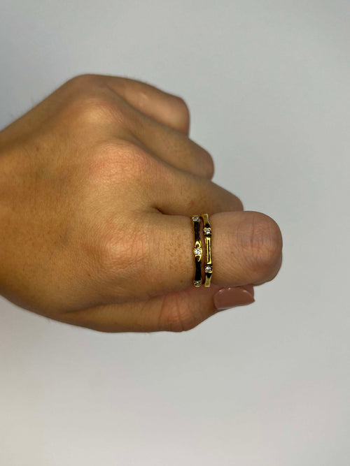 Anel Folheado a Ouro 18K Ponto de Luz