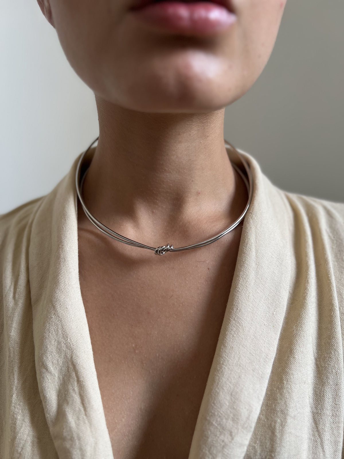 Choker Aro Folheado a Prata Nó