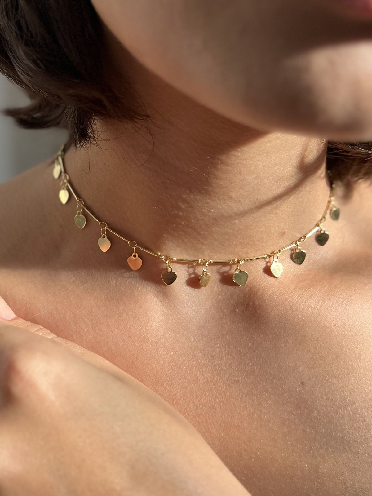 Choker Folheado a Ouro 18K Coração