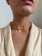 Choker Folheado a Ouro 18K Zircônia Rosa Claro