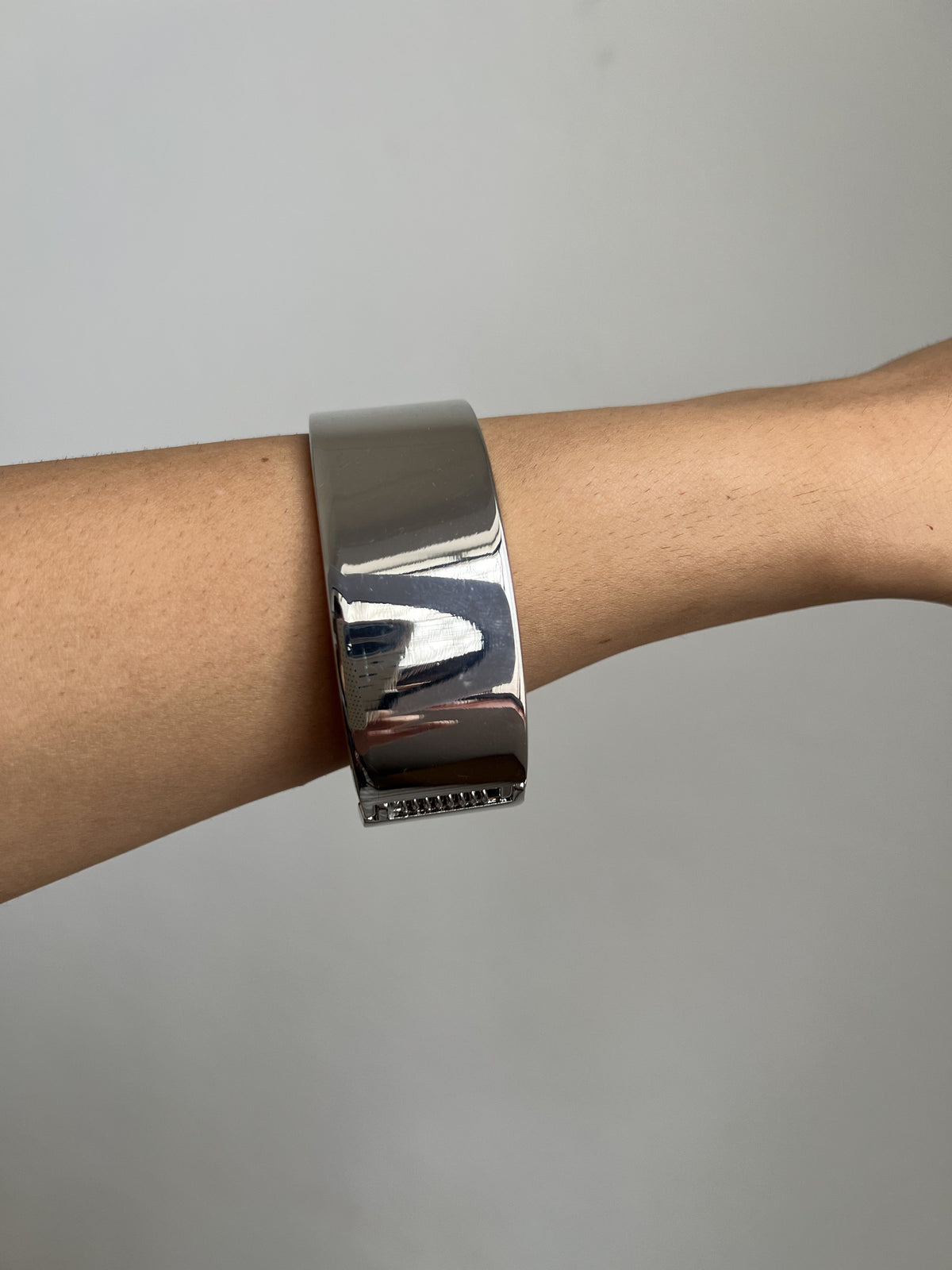 Bracelete Folheado a Prata Largo Liso