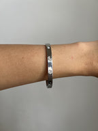 Bracelete Inspiração com Zircônia Prateado Aço Inoxidável