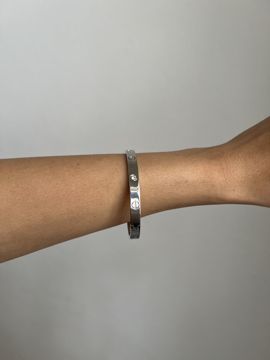 Bracelete Inspiração com Zircônia Prateado Aço Inoxidável