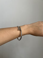 Bracelete Prego Liso Prateado Aço Inoxidável