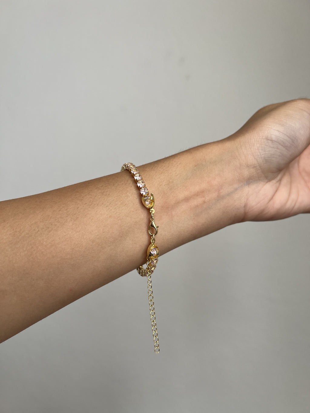 Pulseira Folheada a Ouro 18K Zircônia Rosa Bebê