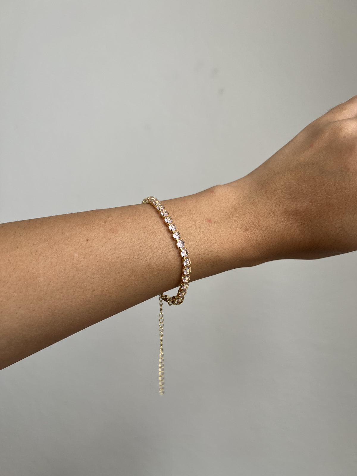 Pulseira Folheada a Ouro 18K Zircônia Rosa Bebê