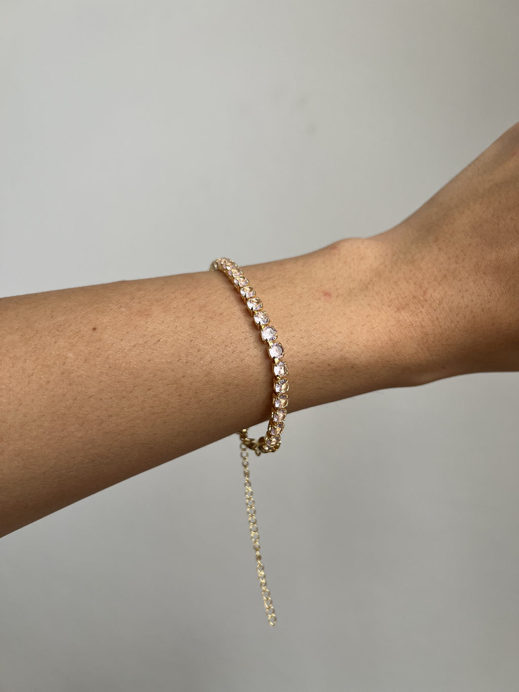 Pulseira Folheada a Ouro 18K Zircônia Rosa Bebê